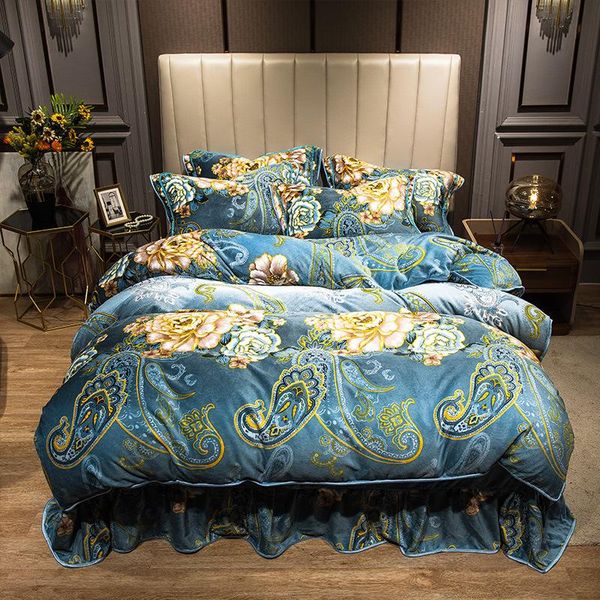 

bedding sets explosive gold mink velvet four-piece set autumn and winter thick coral milk baby cashmere 4pc