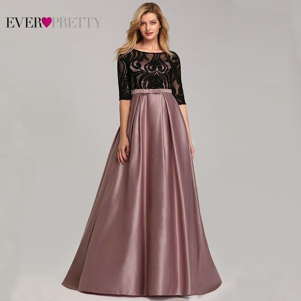 

contrast color evening dresses ever pretty 2020 a-line o-neck empire lace bow elegant party gowns robe de soiree lj201124, White;black