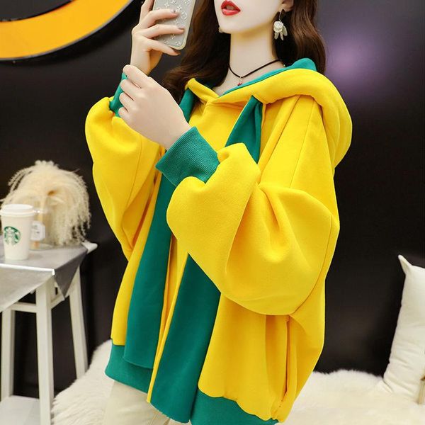 

women's hoodies & sweatshirts 2021 polar fleece hooded spring and autumn casual sweatshirt loose long sleeve hoodie pullover wool top, Black