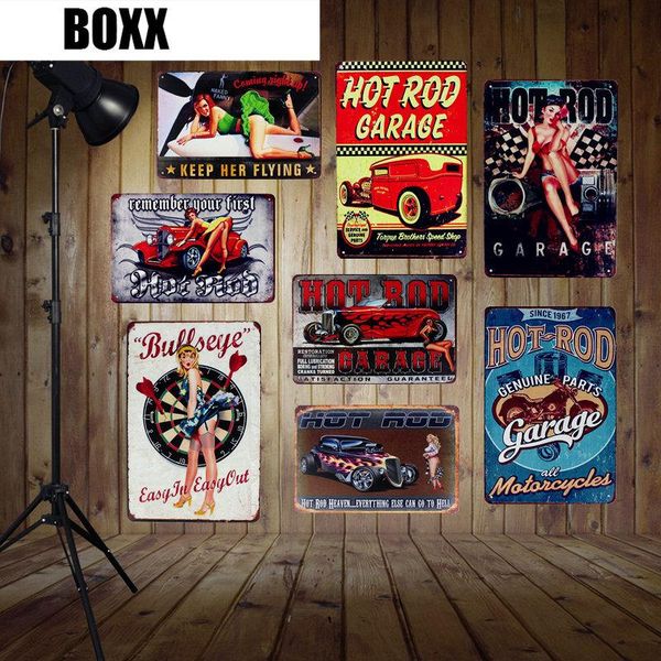 

rod garage retro metal signs genuine parts all motorcycles wall art gift painting plaques bar pub home decoration