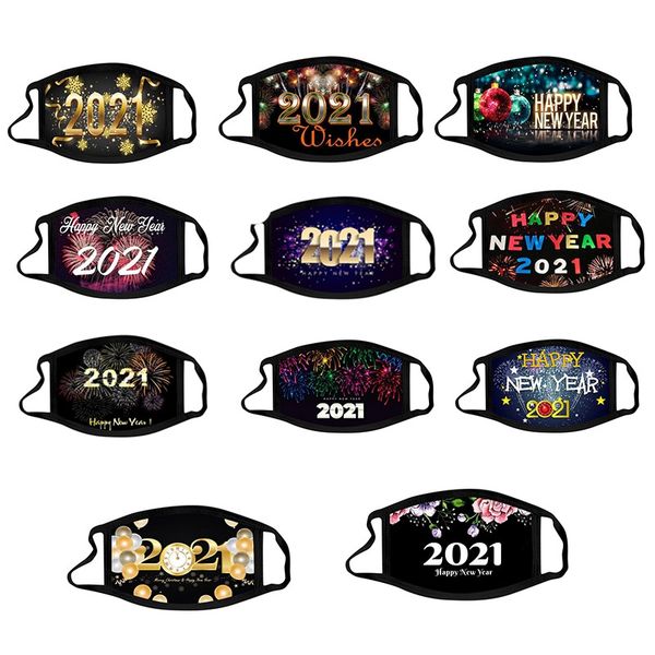 

creative christmas fashion face mask new 2021 happy new year printed mouth mask cotton dust-proof customizable mask vtky2082