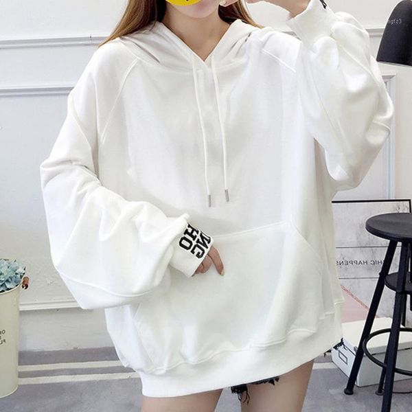 

women's hoodies & sweatshirts winter women's casual solid white hoodie cute loose sweatshirt hooded knitted clothes long sleeve bl, Black