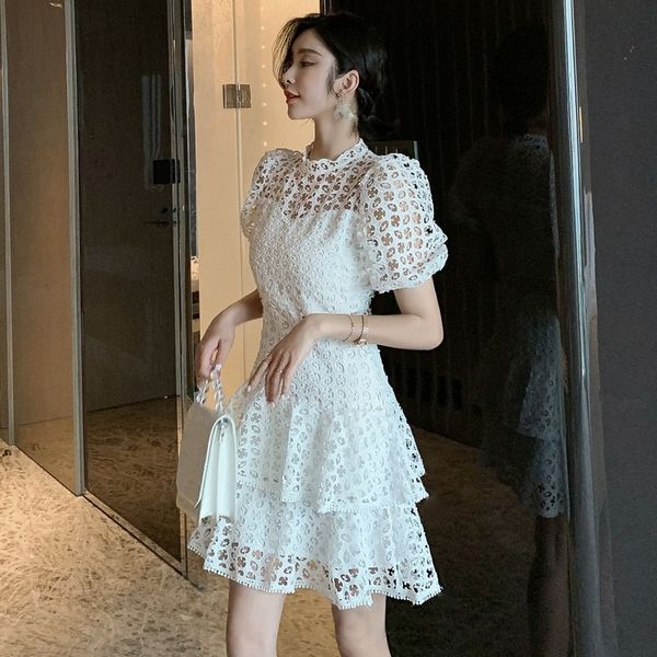 

2021 new white female style dresses fashion frilly lace go out night prom dress 8xbc, Black;gray