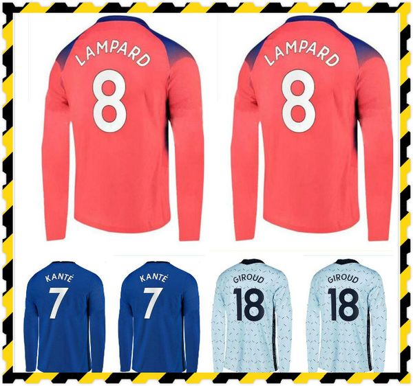 

2020 2021 werner ziyech mount jorginho havertz t.silva abraham barkley kante giroud pulisic long sleeve soccer jerseys 20 21 football shirt, Black;yellow