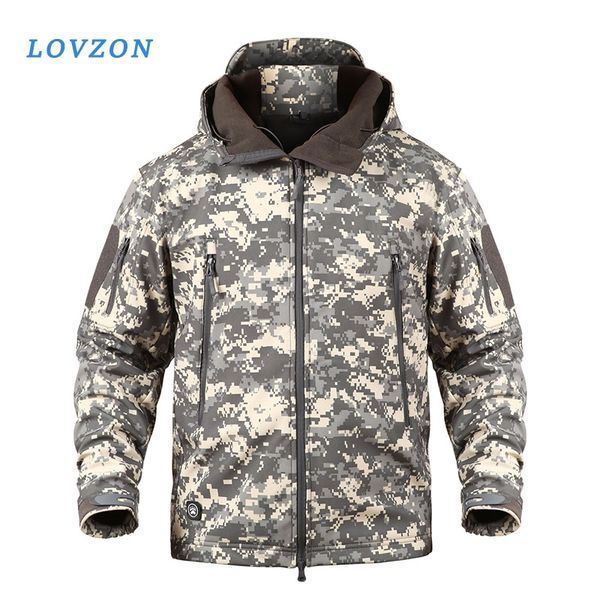 

army camouflage airsoft jacket men military tactical jacket winter waterproof softshell jacket windbreaker hunt clothes, Black;brown