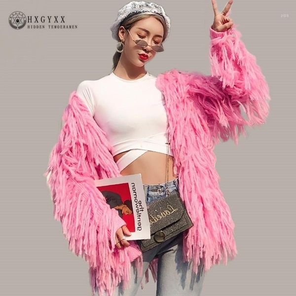 

harajuku tassel women jacket autumn 2018 long sleeve knitted coat loose plus size outerwear solid streetwear cardigan okd5911, Black;brown