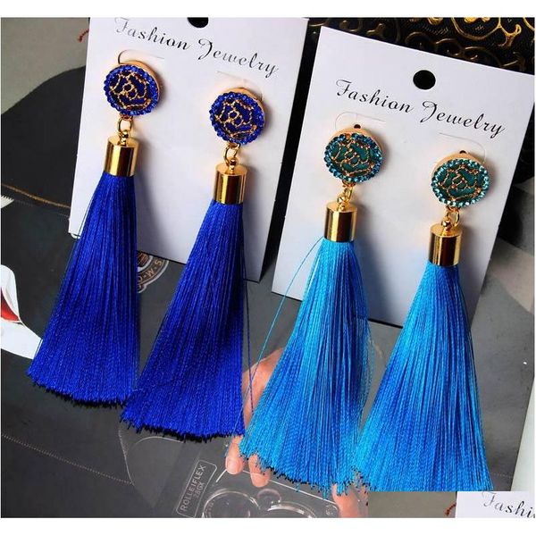 

red tassel earrings with camellia flower charm stud earrings gold color bohemian rose long dangle earrings for women nhhrp, Silver