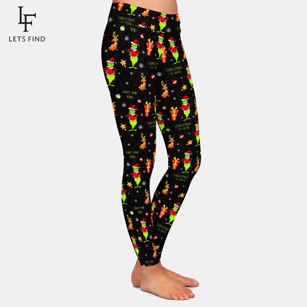 

letsfind new workout leggings fashion women high waist christmas print plus size black leggings 201203