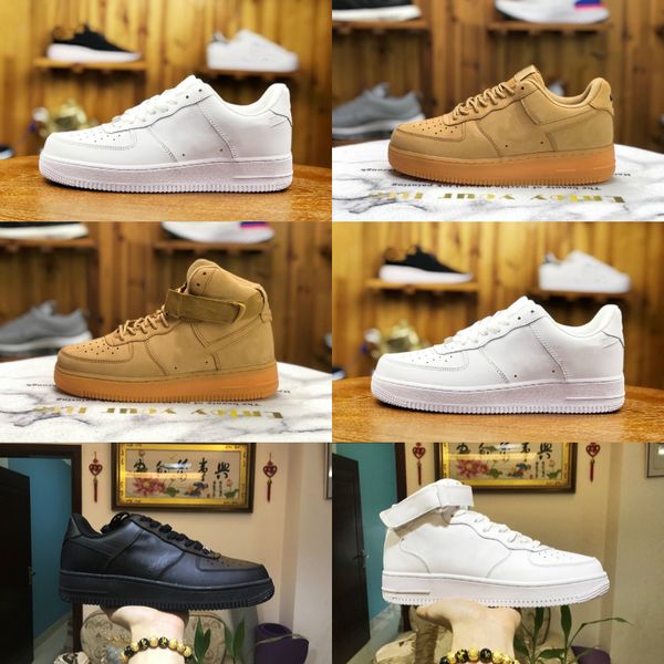 

wholesale 2021 new design forces t67b# men low skateboard shoes one 1 knit euro air high women all white black walking shoes