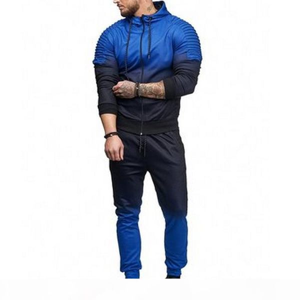 

2018 casual tracksuit mens sets sweatsuits sportswear mens pullover hoodie and pants strips hooded sweatshirt sportswear, Gray