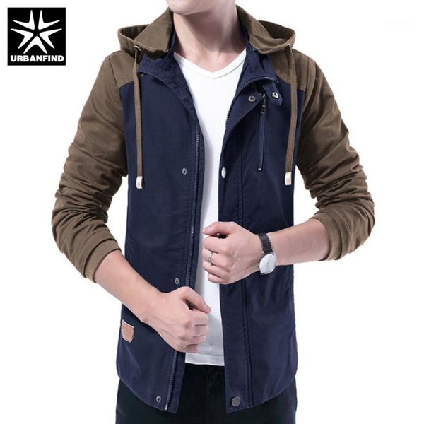

men's jackets zipper up man fashion coats red / khaki blue men hooded patchwork design spring jacket large size m-4xl1, Black;brown