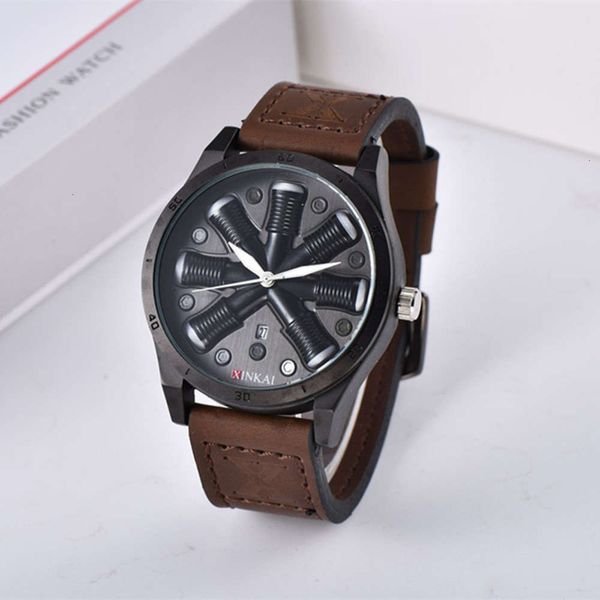 

calendar men's watch belt men's watch high end atmosphere, Slivery;brown