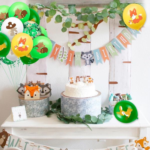 

qifu squirrel deer woodland balloon jungle safari party supplies birthday party decor kids animal ballon woodland party baloons wmtbmg