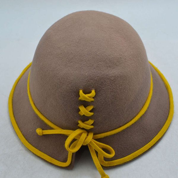 

new simple dome wool felt elegant fashion color contrast hat, Blue;gray