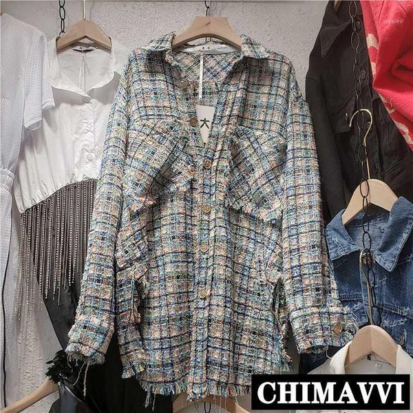 

green tweed plaid shirt 2020 autumn new handsome bf lazy wind medium long coat girl students fashion cool jacket outwear1, Black;brown
