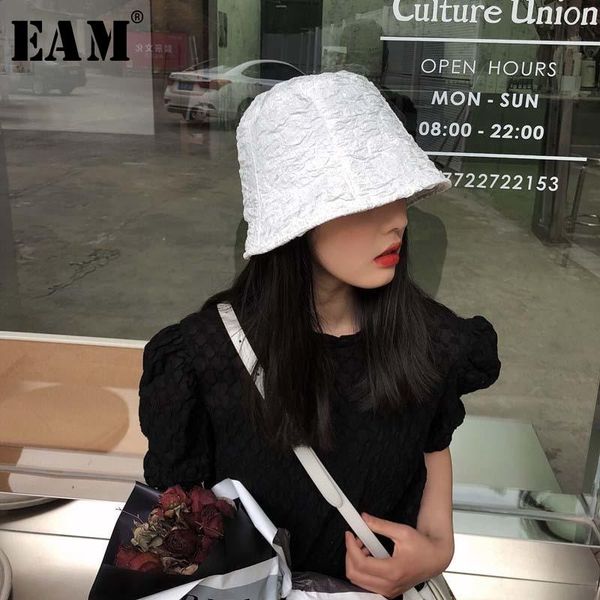 

cloches [eam] white solid pleated stylish women fishermen hat flat dome temperament fashion tide all-match spring autumn 2021 1u440