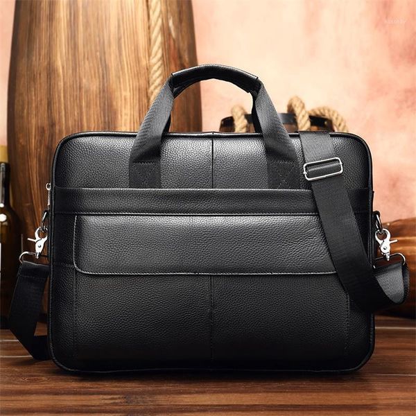 

briefcases mva retro men's briefcase genuine leather lapbag business handbag tote for document office portable shoulder 1