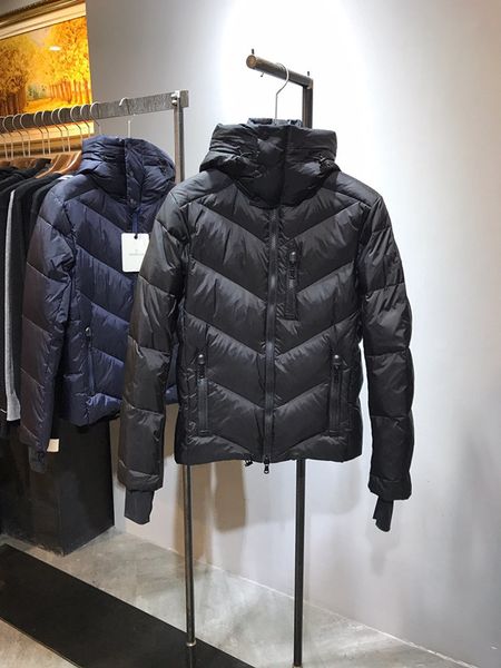 

autumn winter new men's casual down jacket fashion classic light warm solid color hooded down jacket, Black