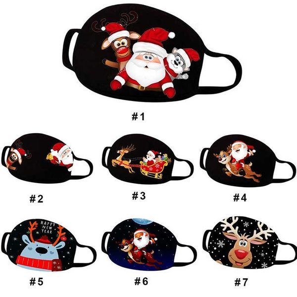 

christmas face masks xmas mouth cover reusable washable cartoon printed anti dust mask kid black polyester cotton, Silver