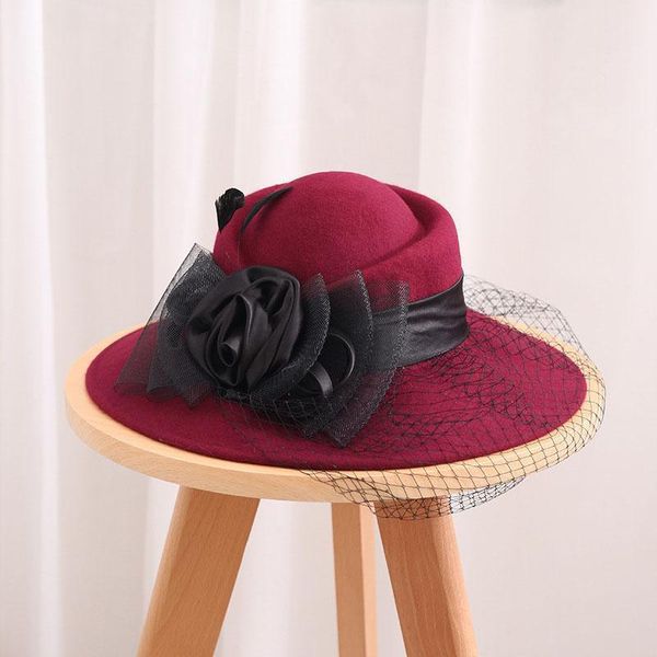 

2019 fascinating fedoras elegant female wool felt mesh bow floral pillbox hat with veils ladies fascinator jazz hat lm022 h sqczit