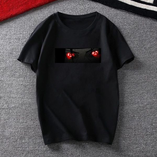 

мужские хип-хоп аниме наруто глаза учиха itachi повседневная футболки harajuku японские комикс унисекс топы стрит одежды мультфильм футболка, White;black