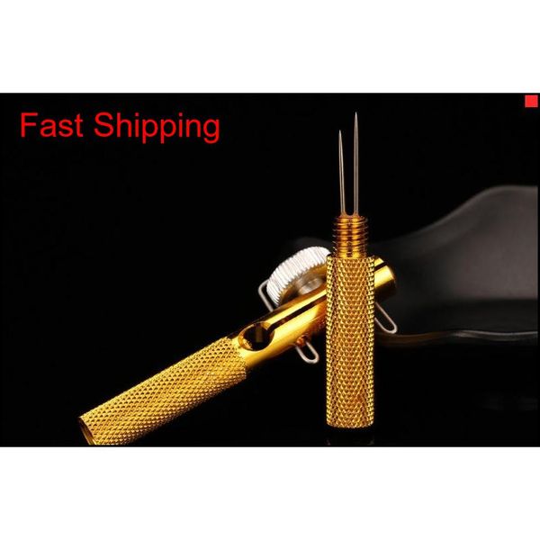 

practical design aluminum alloy hook tier tool metal double headed needle knots gold color fishing line knotter for ou qyllmx alice_bag