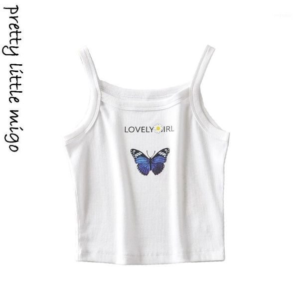 

2020 new fashion women's clothing butterfly letter print strap1, White