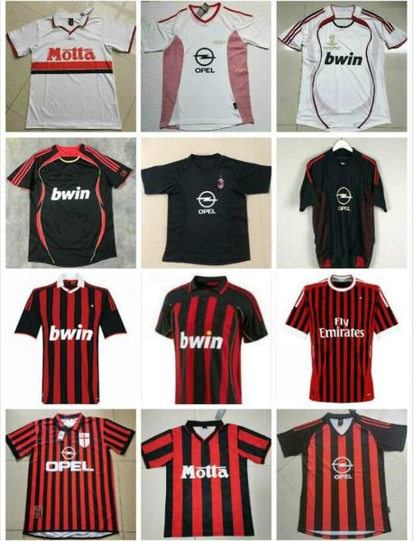 

90 91 retro shirts home 96 97 gullit ronaldo soccer jersey 02 03 04 maldini van basten football kaka inzaghi ac 06 07 2009 shevchenko, Black;yellow