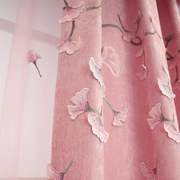 

curtain & drapes simple modern chenille embroidered pink embossed princess curtains for bedroom living room