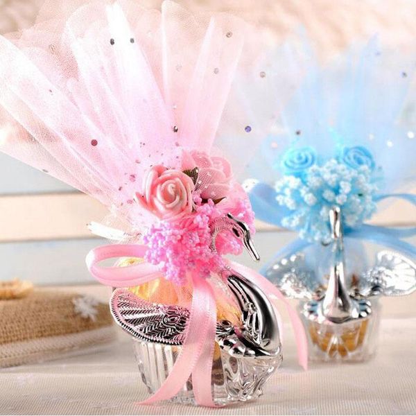 

100pcs european styles acrylic silver elegant swan candy box wedding gift favor party chocolate boxes +full accessory1