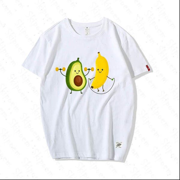 

summer cute avocado t shirt for casual small fruit short sleeve sports cartoon avocado printed t shirt women clothes tees, White
