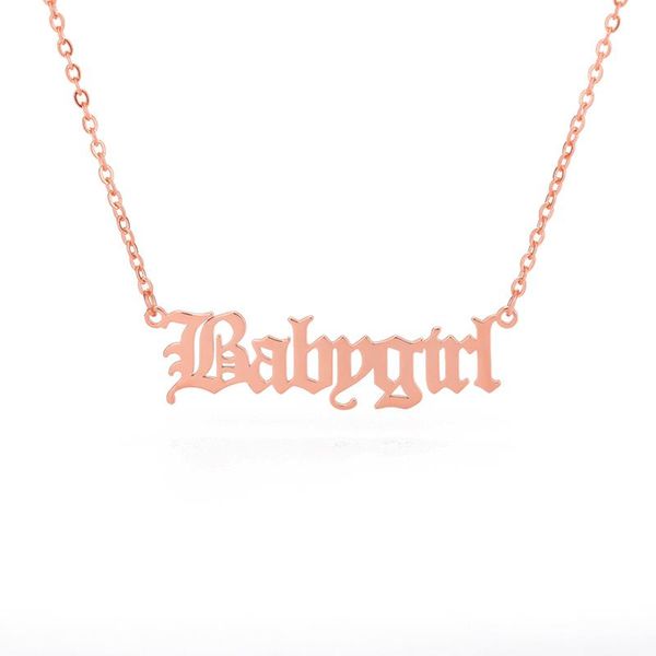 

stainless steel necklaces for women girl angel babygirl princess baby pendant necklaces gold color ketting babygirl collar gift bbypti, Silver