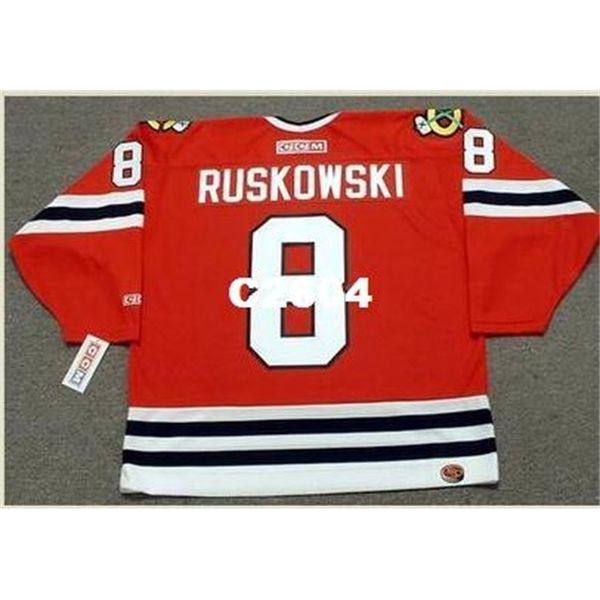 

mens #8 terry ruskowski chicago blackhawks 1981 ccm retro hockey jersey or custom any name or number retro jersey, Black
