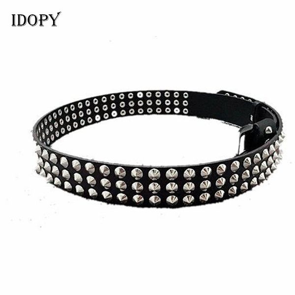 

idopy men`s punk studded genuine leather belt black party cosplay costume rivet real leather belt waistband for male y200520, Black;brown