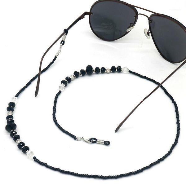 

sunglasses frames silver black beads crystal beaded chain chains reading glasses cord holder neck strap rope for mask eyewear necklace1