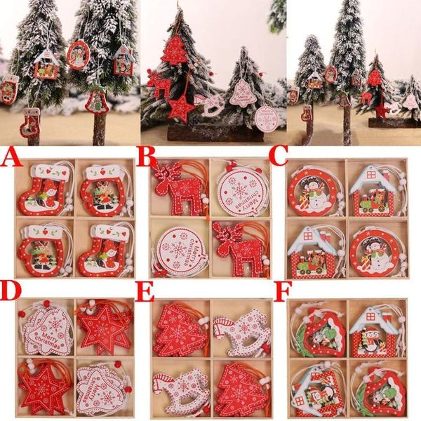 

christmas decorations 12pcs wood chip tree ornaments xmas hanging pendant party wedding birthday decoration board game arts crafts @d1