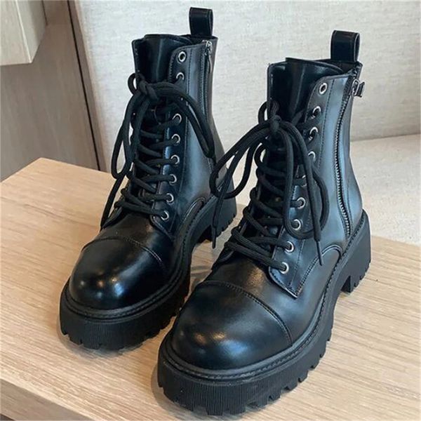 

2021 new leather for woman spring fall two inches square heel black beige boots shoes size 35-40 t8tc