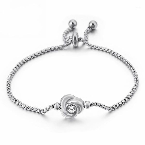 

bohemia femme bracelets tri-color stainless steel cubic zircon flower lace clasp chain bracelets for women girl jewelry1, Golden;silver