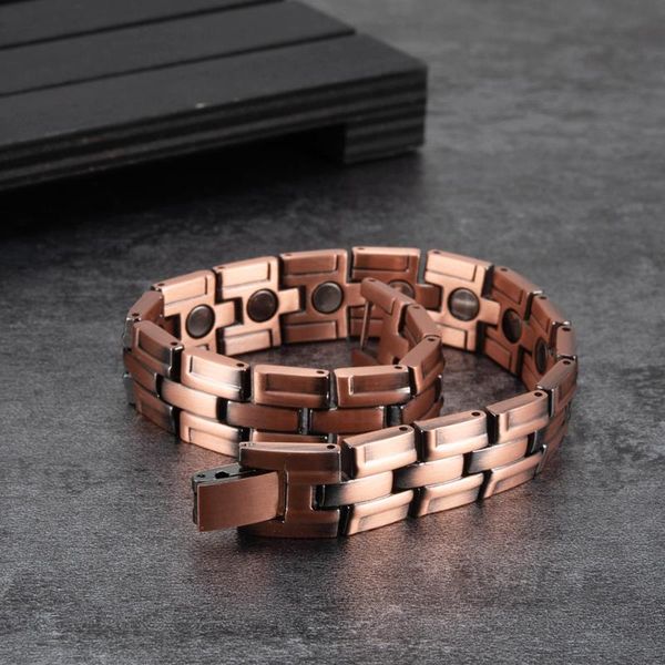 

magnetic bracelet pure copper wrist band magnetic bracelet male chain therapy arthritis healing energy copper bracelets for men, Black