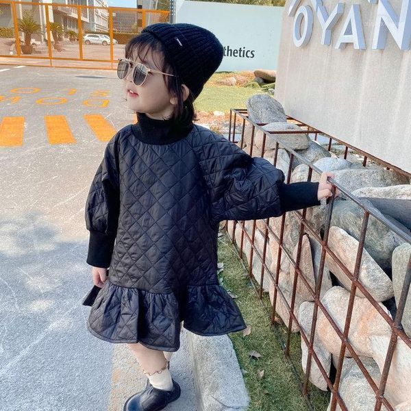 

winter girls coat-dess soft quilted thick korean dress princess autumn clothes new european american style children's clothing1, Red;yellow