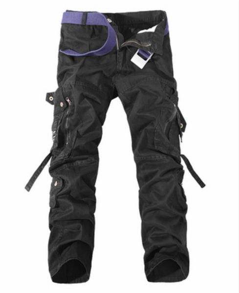 

men brand tactical cargo pants men combat army military pants cotton multi pockets stretch flexible man casual trouser 42 201125, Black
