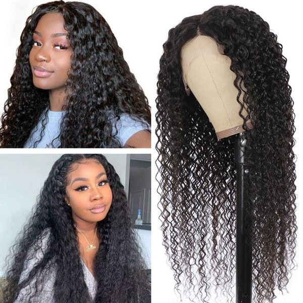 

lace wigs brazilian kinky curly front human hair 30 32inches natural color t part wig for black women pre plucked, Black;brown