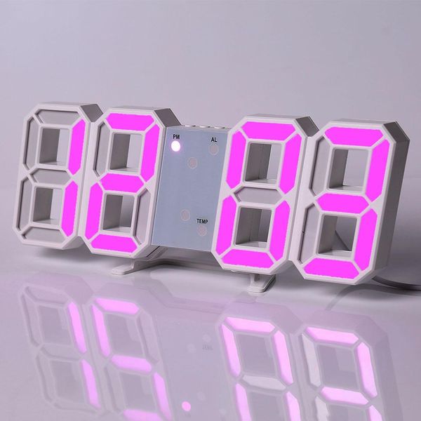 

wall clock digital alarm modern kitchen electronic smart 3d usb power supply led time date temperature display deskbedroom wmtxjy
