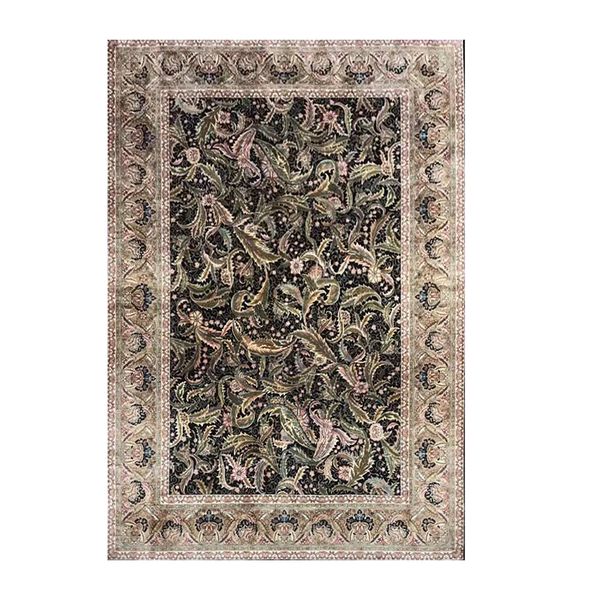 

4'x6' leaf design large area silk rug home decor modern solid hand knotted carpet living room bedroom