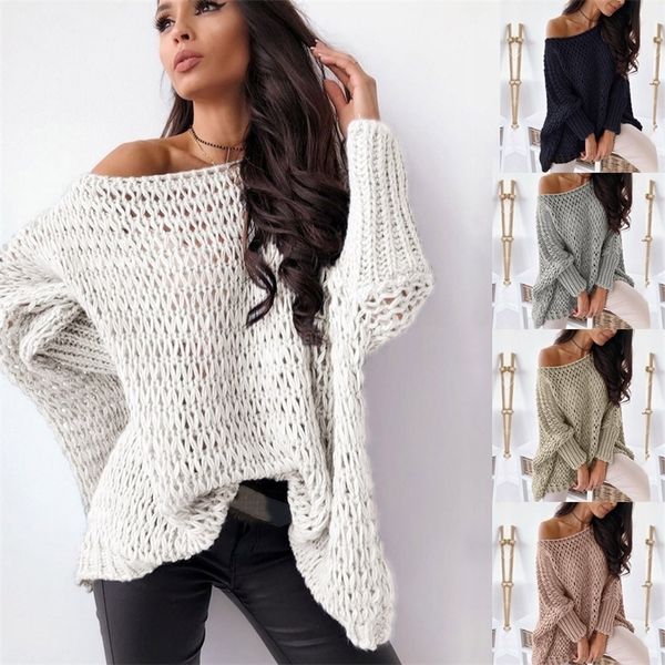 

autumn winter women's knitwear slash neck minimalist korean hollowing out knitted sweaters women pullover 803 201120, White;black