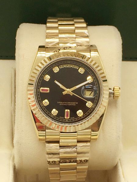 

36mm ladies mechanical watch stainless steel strap, day/date series 69 square diamond ding watch fashion waterproof function gift watches, Slivery;brown