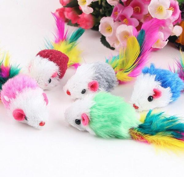 

10pcs funny soft fleece false mouse cat toys colorful feather playing ki jllwgm garden_light