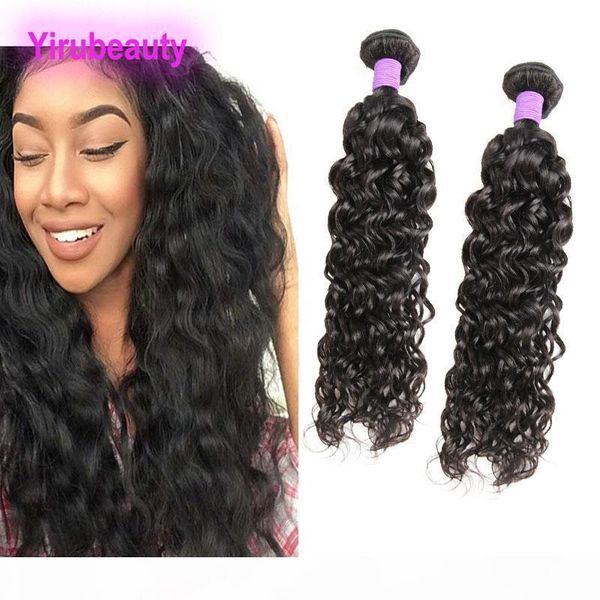 

peruvian natural black human hair extensions 2 bundles water wave virgin 8a water curly 95-100g piece hair wefts double wefts, Black;brown