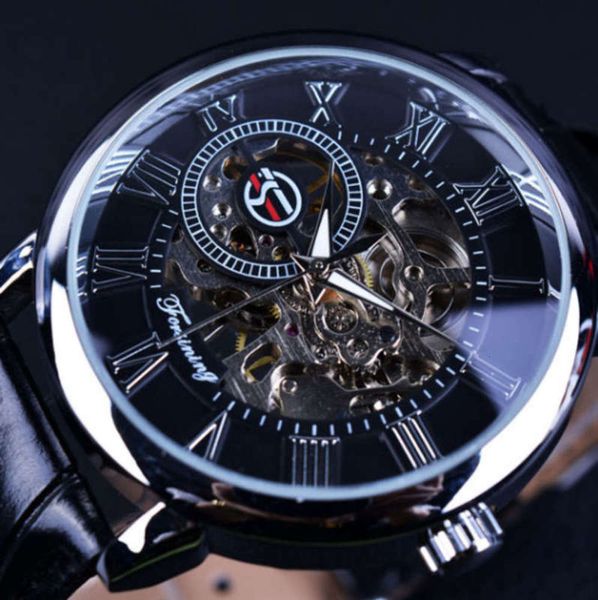 

men's jaragar watch forsing hollow out mechanical watch, Slivery;brown