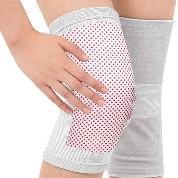 

1 pair elderly knee protector brace self-heating knee pads pain relief arthritis brace support patella pads heated, Black;gray